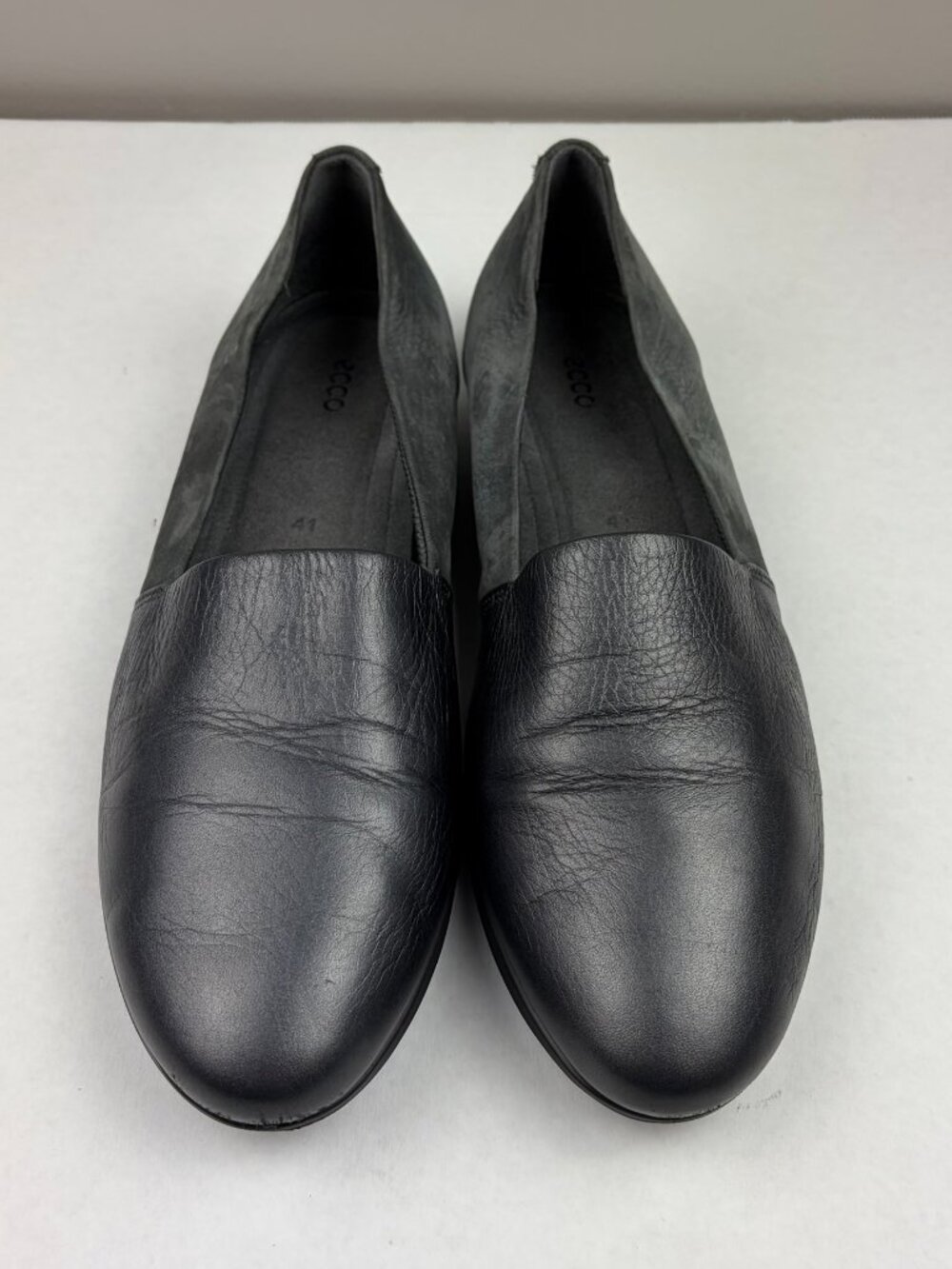 ECCO Touch Ballerina 2.0 Slip On Flats Gray Suede & Leather Size 10